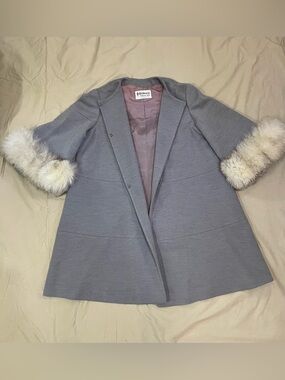 Vintage Wool Coat genuine fur sleeve fully lined elegant luxury classy timeless